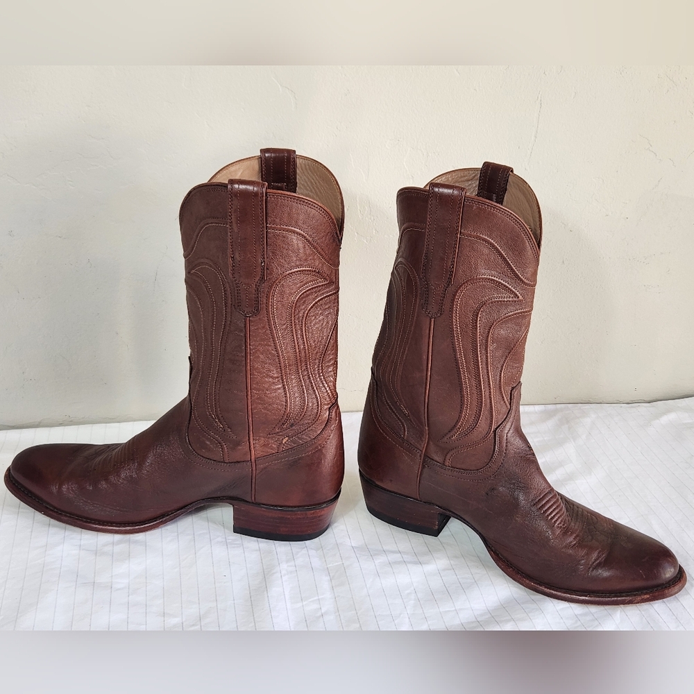 Tecovas Rich Brown Leather Cowboy Boots Size 10.5 - Picture 2 of 14